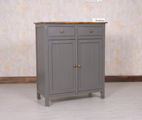 Spain Solid Mango Wood Shoe Rack Cabinet - 2 Doors & 2 Drawers - Sideboard - Furniselan - Slate-Grey