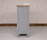 Spain Solid Mango Wood Shoe Rack Cabinet - 2 Doors & 2 Drawers - Sideboard - Furniselan -  Cool Grey