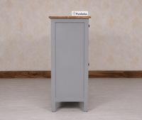 Spain Solid Mango Wood Shoe Rack Cabinet - 2 Doors & 2 Drawers - Sideboard - Furniselan -  Cool Grey