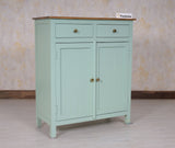 Spain Solid Mango Wood Shoe Rack Cabinet - 2 Doors & 2 Drawers - Sideboard - Furniselan - Silt-Green