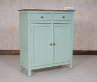 Spain Solid Mango Wood Shoe Rack Cabinet - 2 Doors & 2 Drawers - Sideboard - Furniselan - Silt-Green