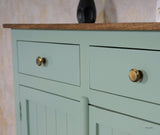 Spain Solid Mango Wood Shoe Rack Cabinet - 2 Doors & 2 Drawers - Sideboard - Furniselan - Silt-Green
