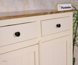 Spain Solid Mango Wood Shoe Rack Cabinet - 2 Doors & 2 Drawers - Sideboard - Furniselan - Frosty-White