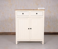 Spain Solid Mango Wood Shoe Rack Cabinet - 2 Doors & 2 Drawers - Sideboard - Furniselan - Frosty-White
