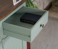 Spain Solid Mango Wood Shoe Rack Cabinet - 2 Doors & 2 Drawers - Sideboard - Furniselan - Silt-Green