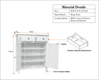 Spain Solid Mango Wood Shoe Rack Cabinet - 2 Doors & 2 Drawers - Sideboard - Furniselan -  Cool Grey