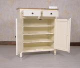 Spain Solid Mango Wood Shoe Rack Cabinet - 2 Doors & 2 Drawers - Sideboard - Furniselan - Frosty-White