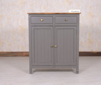 Spain Solid Mango Wood Shoe Rack Cabinet - 2 Doors & 2 Drawers - Sideboard - Furniselan - Slate-Grey