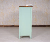 Spain Solid Mango Wood Shoe Rack Cabinet - 2 Doors & 2 Drawers - Sideboard - Furniselan - Silt-Green