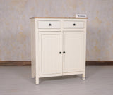 Spain Solid Mango Wood Shoe Rack Cabinet - 2 Doors & 2 Drawers - Sideboard - Furniselan - Frosty-White
