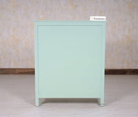 Spain Solid Mango Wood Shoe Rack Cabinet - 2 Doors & 2 Drawers - Sideboard - Furniselan - Silt-Green