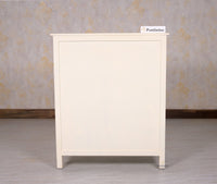 Spain Solid Mango Wood Shoe Rack Cabinet - 2 Doors & 2 Drawers - Sideboard - Furniselan - Frosty-White