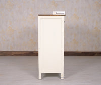 Spain Solid Mango Wood Shoe Rack Cabinet - 2 Doors & 2 Drawers - Sideboard - Furniselan - Frosty-White