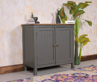 Spain Solid Mango Wood Sideboard Cabinet - Two Doors - Sideboard - Furniselan - Slate-Grey