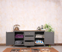 Spain Solid Mango Wood Sideboard Cabinet - 2 Doors & 3 Drawers - Sideboard - Furniselan - Slate-Grey