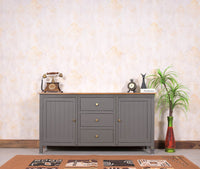Spain Solid Mango Wood Sideboard Cabinet - 2 Doors & 3 Drawers - Sideboard - Furniselan - Slate-Grey