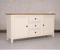 Spain Solid Mango Wood Sideboard Cabinet- 2 Doors & 3 Drawers Furniselan - Frosty-White