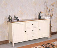 Spain Solid Mango Wood Sideboard Cabinet- 2 Doors & 3 Drawers Furniselan - Frosty-White