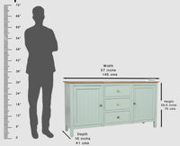 Spain Solid Mango Wood Sideboard Cabinet- 2 Doors & 3 Drawers Furniselan - Silt-Green