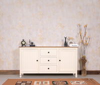 Spain Solid Mango Wood Sideboard Cabinet- 2 Doors & 3 Drawers Furniselan - Frosty-White