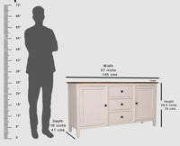 Spain Solid Mango Wood Sideboard Cabinet- 2 Doors & 3 Drawers Furniselan - Frosty-White