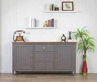 Spain Solid Mango Wood Sideboard Cabinet - 2 Doors & 3 Drawers - Sideboard - Furniselan - Slate-Grey