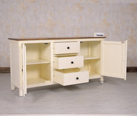 Spain Solid Mango Wood Sideboard Cabinet- 2 Doors & 3 Drawers Furniselan - Frosty-White