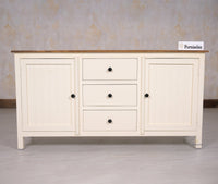 Spain Solid Mango Wood Sideboard Cabinet- 2 Doors & 3 Drawers Furniselan - Frosty-White