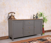 Spain Solid Mango Wood Sideboard Cabinet - 2 Doors & 3 Drawers - Sideboard - Furniselan - Slate-Grey