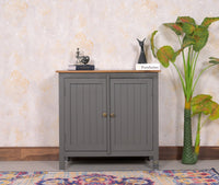 Spain Solid Mango Wood Sideboard Cabinet - Two Doors - Sideboard - Furniselan - Slate-Grey