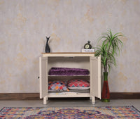 Spain Solid Mango Wood Sideboard Cabinet - Two Doors - Sideboard - Furniselan - Frosty-White