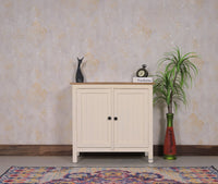 Spain Solid Mango Wood Sideboard Cabinet - Two Doors - Sideboard - Furniselan - Frosty-White
