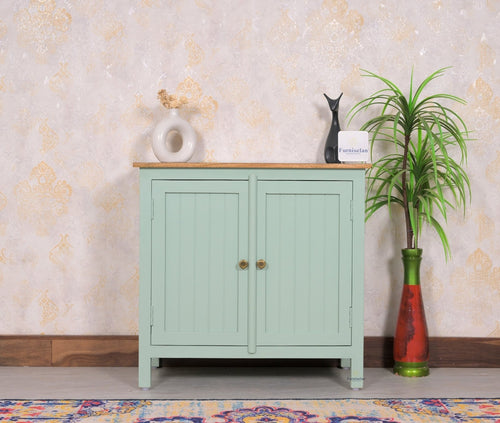 Spain Solid Mango Wood Sideboard Cabinet - Two Doors - Sideboard - Furniselan - Silt-Green