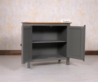 Spain Solid Mango Wood Sideboard Cabinet - Two Doors - Sideboard - Furniselan - Slate-Grey