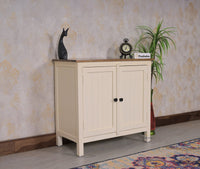 Spain Solid Mango Wood Sideboard Cabinet - Two Doors - Sideboard - Furniselan - Frosty-White