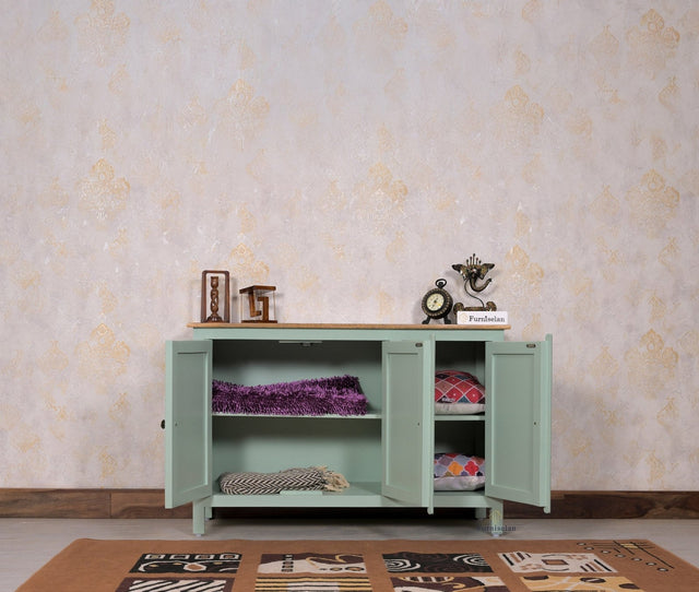 Spain Solid Mango Wood Sideboard Cabinet - Three Doors - Sideboard - Furniselan - Silt-Green