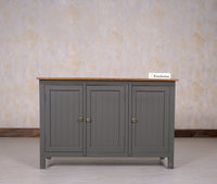 Spain Solid Mango Wood Sideboard Cabinet - Three Doors - Sideboard - Furniselan - Slate-Grey