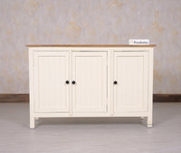 Spain Solid Mango Wood Sideboard Cabinet - Three Doors - Sideboard - Furniselan - Frosty-White