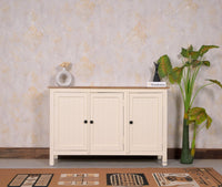 Spain Solid Mango Wood Sideboard Cabinet - Three Doors - Sideboard - Furniselan - Frosty-White