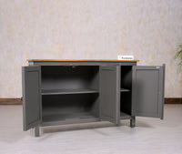 Spain Solid Mango Wood Sideboard Cabinet - Three Doors - Sideboard - Furniselan - Slate-Grey