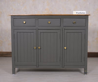 Spain Solid Mango Wood Sideboard Cabinet - 3 Doors & 3 Drawers - Sideboard - Furniselan - Slate-Grey