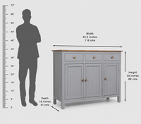 Spain Solid Mango Wood Sideboard Cabinet - 3 Doors & 3 Drawers - Sideboard - Furniselan - Cool Grey