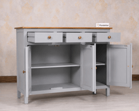Spain Solid Mango Wood Sideboard Cabinet - 3 Doors & 3 Drawers - Sideboard - Furniselan - Cool Grey