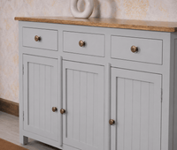 Spain Solid Mango Wood Sideboard Cabinet - 3 Doors & 3 Drawers - Sideboard - Furniselan - Cool Grey