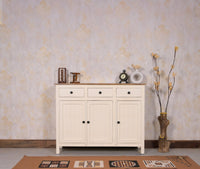 Spain Solid Mango Wood Sideboard Cabinet - 3 Doors & 3 Drawers - Sideboard - Furniselan - Frosty-White