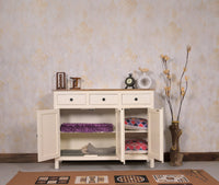 Spain Solid Mango Wood Sideboard Cabinet - 3 Doors & 3 Drawers - Sideboard - Furniselan - Frosty-White