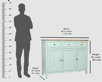 Spain Solid Mango Wood Sideboard Cabinet - 3 Doors & 3 Drawers - Sideboard - Furniselan - Silt-Green