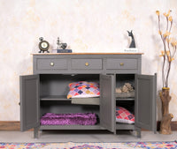 Spain Solid Mango Wood Sideboard Cabinet - 3 Doors & 3 Drawers - Sideboard - Furniselan - Slate-Grey
