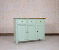 Spain Solid Mango Wood Sideboard Cabinet - 3 Doors & 3 Drawers - Sideboard - Furniselan - Silt-Green