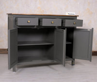 Spain Solid Mango Wood Sideboard Cabinet - 3 Doors & 3 Drawers - Sideboard - Furniselan - Slate-Grey